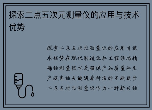 探索二点五次元测量仪的应用与技术优势